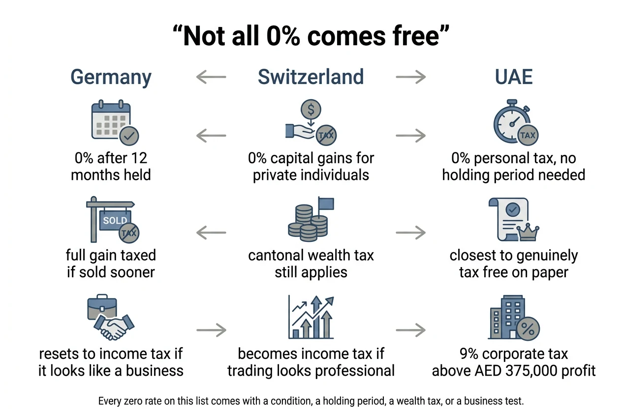 Comparison: Not all 0% comes free. Germany, Switzerland, UAE